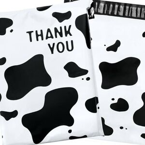 SHIPPING SET!!100 BLACK & WHITE COW PRINT  Poly 10x13 Sealable Shipping Bags NEW